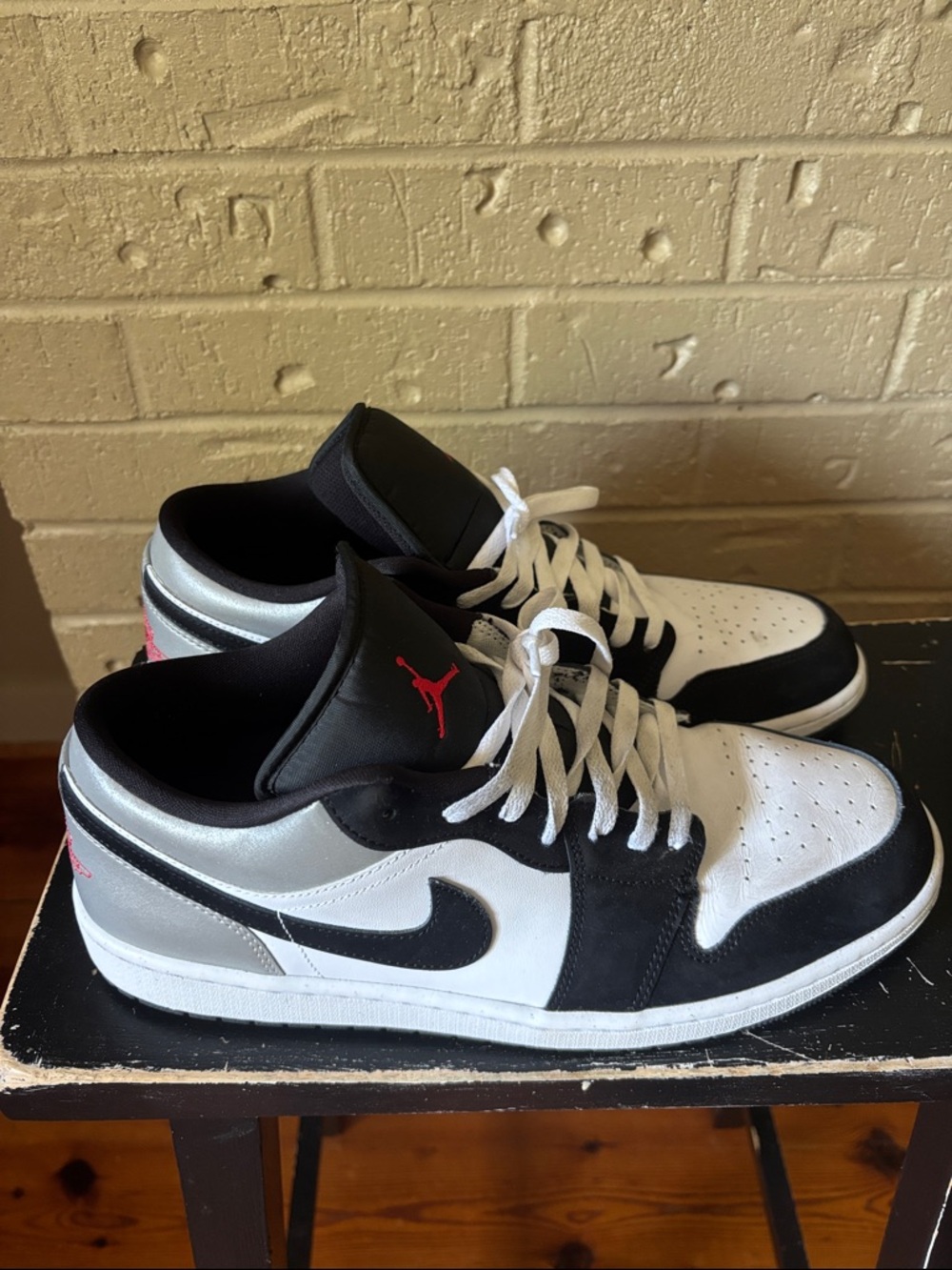 Nike Air Jordan 1 Low SE Sneakers in the White Black Matte Silver Colorway